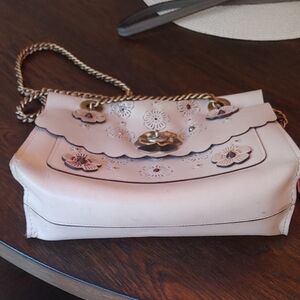 Coach Beige Floral Shoulder Bag